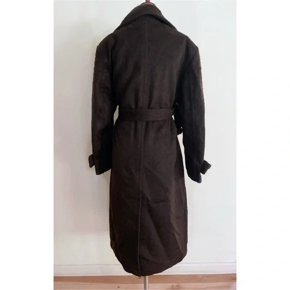 NWT Levi’s Brown Wool Blend Wooly Trench Belted Oversized Coat Peacoat XS​